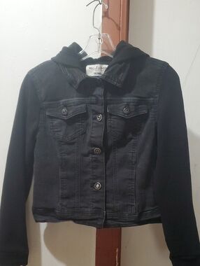 Wallflower Black Denim Jacket with Hood Size M